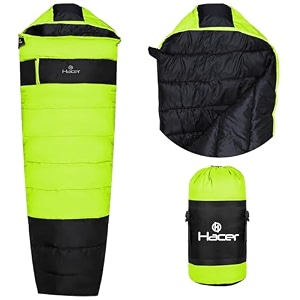 hacer khardunga la camping sleeping bag with secret pocket mummy shape 210t polyester 6 to 15 degree winter hiking trekking for baby adults men amp women 7 ft 12 kg black amp light green
