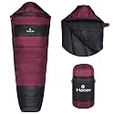 Hacer Khardunga La Camping Sleeping Bag with Secret Pocket Mummy Shape 210T Polyester +6 to +15 Degree Winter Hiking Trekking for Baby, Adults Men &amp; Women (7 Ft, 1.2 KG, Black &amp; Light Green)