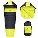 Hacer Khardunga La Camping Sleeping Bag with Secret Pocket Mummy Shape 210T Polyester +6 to +15 Degree Winter Hiking Trekking Travelling for Baby, Adults Men &amp; Women (7 Ft, 1.2 KG, Yellow &amp; Black)