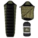 Hacer Khardunga La Camping Sleeping Bag +6°C to +15°C Mummy Shape Polyester Lining Comfortable Hiking Trekking Bags Baby, Men Women- Height Upto 6.8ft- (Black &amp; Olive Green, 1.2 kg)