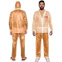 HACER Knight Rider Hooded Raincoat Waterproof Rainsuit with Adjustable Hem Set of Top Bottom Rainwear for Men Women (Universal, Orange)