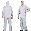 HACER Mustang Raincoat with Hood Waterproof Rainsuit Adjustable Hem Set of Top Bottom Barsaati Rainwear in Storage Bag (Universal, Silver)