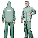 HACER Mustang Raincoat with Hood Waterproof Bike Rainsuit Adjustable Hem Side Pockets Rainwear Set of Top &amp; Bottom (Universal, Green)