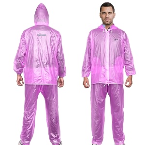 hacer rock raincoat with hood waterproof bike rainsuit adjustable hem side pockets rainwear set of top bottom amp storage bag universal violet