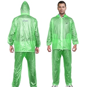 hacer rock raincoat with hood waterproof rain coat rainsuit adjustable hem 2-piece barsaati set rainwear side pockets in storage bag universal green