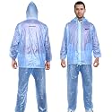HACER Rock Raincoat with Hood Waterproof Bike Rainsuit Adjustable Hem Rainwear Set of Top Bottom with Storage Bag (Universal, Blue)