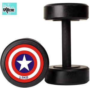 HACKERX Captain America Style Black Rubber Dumbbells