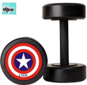 HACKERX Captain America Style Black Rubber Dumbbells