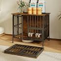 Hadulcet 27'' Foldable Dog Crate Furniture, Small Dog Kennel with 2 Bowls