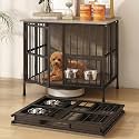Hadulcet 27'' Foldable Dog Crate Furniture, Small Dog Kennel with 2 Bowls