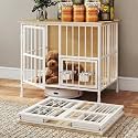 Hadulcet 27'' Foldable Dog Crate Furniture, Small Dog Kennel with 2 Bowls