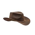 HADZAM Block Grain Leather Cowboy Hat for Men Women Shape able into Out Back hat Durable Leather Hats for Men | Western hat