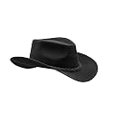 HADZAM Block Grain Leather Cowboy Hat for Men Women Shape able into Out Back hat Durable Leather Hats for Men | Western hat
