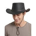 HADZAM Showerproof Outback hat Also Worn as Leather Cowboy hat, Australian Hats for Men &amp; Women