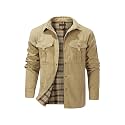 Haellun Men39s Flannel Lined Shacket Long Sleeve