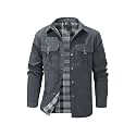 Haellun Men39s Flannel Lined Shacket Long Sleeve