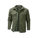 Haellun Men39s Flannel Lined Shacket Long Sleeve