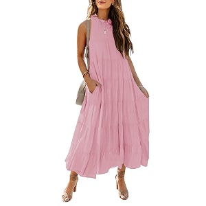 HAEOF Womens Summer Sleeveless Halter Midi Maxi