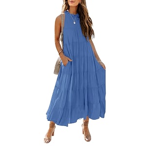 HAEOF Womens Summer Sleeveless Halter Midi Maxi