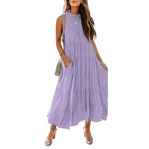 HAEOF Womens Summer Sleeveless Halter Midi Maxi