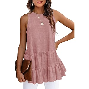 HAEOF Womens Summer Sleeveless Peplum Babydoll Tops