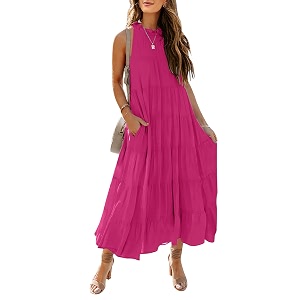 HAEOF Womens Summer Sleeveless Halter Midi Maxi