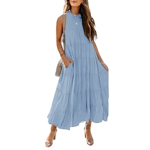 HAEOF Womens Summer Sleeveless Halter Midi Maxi