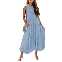 HAEOF Women39s Summer Sleeveless Halter Midi Maxi