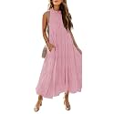 HAEOF Women39s Summer Sleeveless Halter Midi Maxi