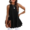 HAEOF Women39s Summer Sleeveless Peplum Babydoll Tops