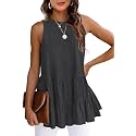 HAEOF Women39s Summer Sleeveless Peplum Babydoll Tops