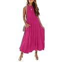 HAEOF Women39s Summer Sleeveless Halter Midi Maxi