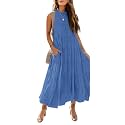 HAEOF Women39s Summer Sleeveless Halter Midi Maxi