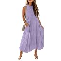 HAEOF Women39s Summer Sleeveless Halter Midi Maxi