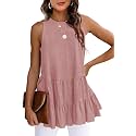 HAEOF Women39s Summer Sleeveless Peplum Babydoll Tops