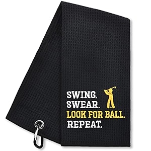 hafhue swing swear look for ball repeat funny golf towel golf gifts for men women golf accessories for men or women birthday gifts for golf fan retirement gift for men dad grandpa grm009