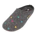 HAFLINGER Fafalline Wool Felt Butterfly Motif Womens Slip On Mule Slippers Unisex