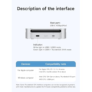 hagibis 40gbps m2 nvme ssd enclosure for mac mini m4m4 pro with dustproof stand usb4 solid state drive case with aluminum heat sink for thunderbolt 543usb43231