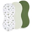 Hahafelt 3 Pcs Baby Changing Pad Liners,Natural Style,Green