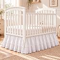 Hahafelt White Crib Skirt for Baby Girls Boys, 100% Washed Cotton Bed Skirt