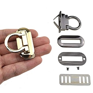 hahiyo flip purse closure turn locks clip clasps latch easy install with online instructions picture for wallet briefcase 165 inch length metal sturdy gold gun black 2 sets with washers
