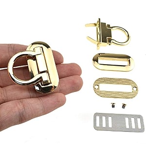 hahiyo flip purse closure turn locks clip clasps latch easy install with online instructions picture for wallet briefcase 165 inch length metal sturdy gold 2 sets with washers