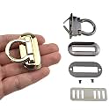 HAHIYO Flip Purse Closure Turn Locks Clip Clasps Latch Easy Install with Online Instructions Picture for Wallet Briefcase 1.65 Inch Length Metal Sturdy Gold Gun Black 2 Sets with Washers