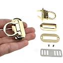 HAHIYO Flip Purse Closure Turn Locks Clip Clasps Latch Easy Install with Online Instructions Picture for Wallet Briefcase 1.65 Inch Length Metal Sturdy Gold 2 Sets with Washers