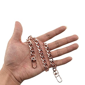 hahiyo purse chain strap length 157 inches rose gold for shoulder cross body sling purse handbag clutch replacement strap comfortable flat 04 wide enough 24mm extra thick metal strap 1 pack
