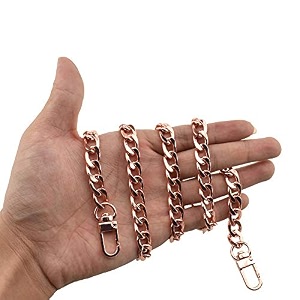 hahiyo purse chain strap length 315 inches rose gold for shoulder cross body sling purse handbag clutch replacement strap comfortable flat 04 wide enough 24mm extra thick metal strap 1 pack