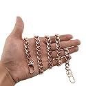 HAHIYO Purse Chain Strap Length 31.5 inches Rose Gold for Shoulder Cross Body Sling Purse Handbag Clutch Replacement Strap Comfortable Flat 0.4” Wide Enough 2.4mm Extra Thick Metal Strap 1 Pack