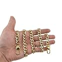 HAHIYO Purse Chain Strap Length 31.5 inches Yellow Gold for Shoulder Cross Body Sling Purse Handbag Clutch Replacement Strap Comfortable Flat 0.4" Wide Enough 2.4mm Extra Thick Metal Strap 1 Pack