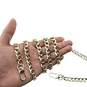 HAHIYO Purse Chain Strap Length 43.3 inches Light Gold for Shoulder Cross Body Sling Purse Handbag Clutch Replacement Strap Comfortable Flat 0.4" Wide Enough 2.4mm Extra Thick Metal Strap 1 Pack