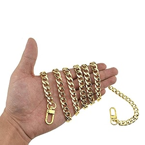 hahiyo purse chain strap length 472 inches yellow gold for shoulder cross body sling purse handbag clutch replacement strap comfortable flat 0434 wide enough 24mm extra thick metal strap 1 pack